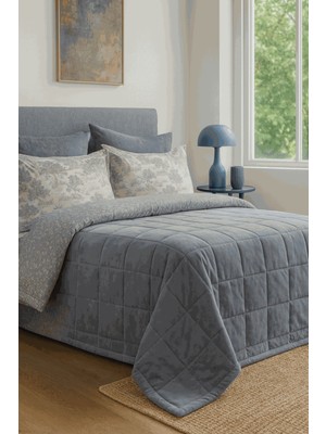 Bedline Wellsoft Kapitone Yatak Örtüsü Seti Tek Kişilik Soria Mavi