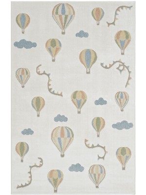 Cool Halı Smile Krem Renkli Balon Desenli Yumuşak Parlak Kolay Temizlenen Makina Dokuma Bebek Çocuk Oda Halısı