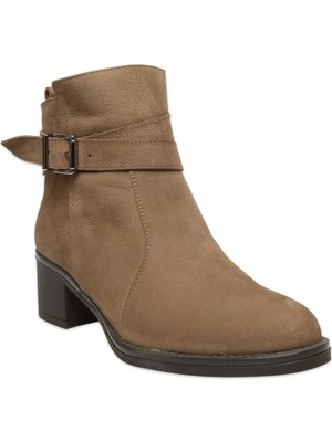 Mammamia D25KB-1670 Günlük Topuklu Vizon Kadın Bot