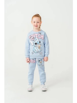 Matu Official Matu Kids Stitch Baskılı Kız Çocuk Şardonlu Alt-Üst Eşofman Takım