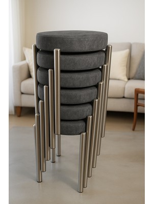 Berawond Bera Metal Silinebilir Kumaş Tabure (6 Adet-Montajlı Gönderim)