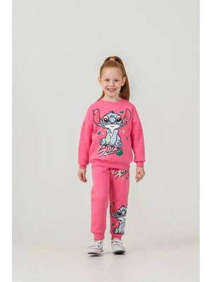 Matu Official Matu Kids Stitch Baskılı Kız Çocuk Şardonlu Alt-Üst Eşofman Takım