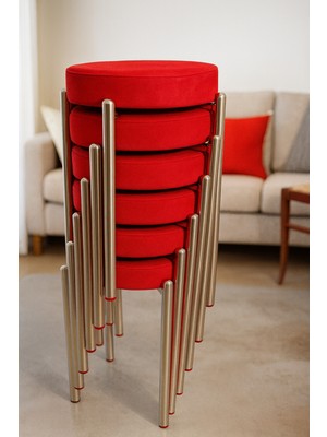 Berawond Bera Metal Silinebilir Tay Tüyü Kumaş Tabure (6 Adet-Montajlı Gönderim)