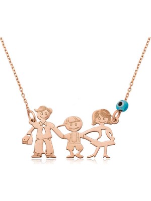 Erseyy 925 Ayar Gümüş Rose Mutlu Aile Kolye