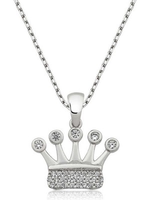 Erseyy 925 Ayar Gümüş Taç Kadın Gümüş Kolye