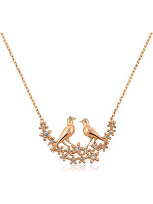 Erseyy 925 Ayar Gümüş Çifte Kumrular Kadın Gümüş Kolye