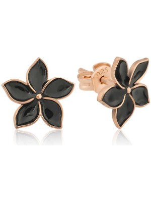 Erseyy ​gümüş Siyah Yasemin Çiçeği Çivili Küpe