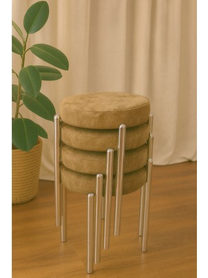 Berawond Bera Metal Silinebilir Kumaş Tabure (4 Adet-Montajlı Gönderim)