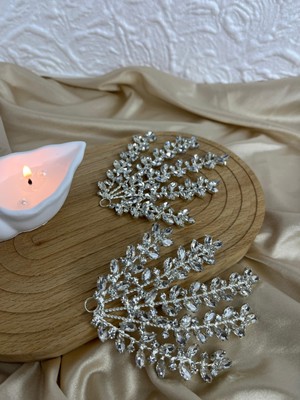 Lovenel Kristal Döküm Çift Taraflı Gelin Saç Aksesuarı