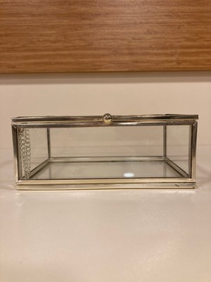 Dekoratif Kutu Küçükboy Pirinç ve Cam 15X10 cm Gümüş Renk