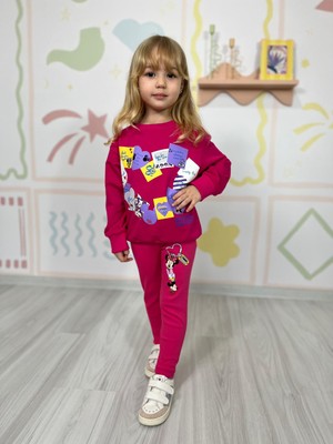 Yiğit Butik Karakter Desenli Taytlı Kız Çocuk Takım