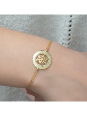 Erseyy 925 Ayar Gümüş Gold Kar Tanesi Bileklik
