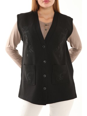 Lanze Çelik Örme Nakışlı Desenli Düğmeli Anne Yelek 2312