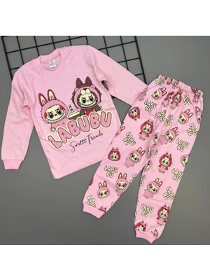 Zm Kids Kız Çocuk Pamuklu Baskılı Alt-Üst Pijama/eşofman Takımı