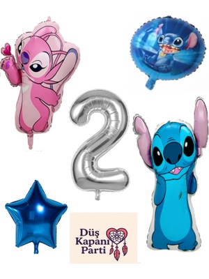 Düş Kapanı Parti Stitch & Angel Temalı Tüm Yaşlar Folyo Balon Seti – 5 Parça