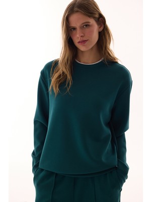 Penti Petrol Yeşili Bisiklet Yaka Oversize Modal Sweatshirt