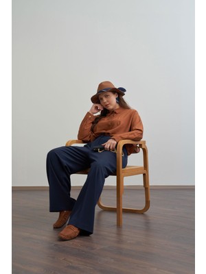 ALLDAY Lacivert-Önü Pileli Polyviscon Pantolon