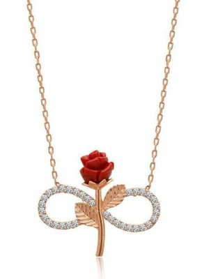 Erseyy 925 Ayar Gümüş Rose Sonsuz Gül Kadın Gümüş Kolye