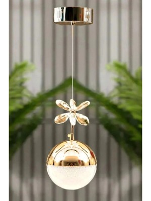 Bohem Aydınlatma Tek Top Sarkıt Gold  Modern 3 Renk LED Avize