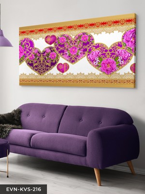 Evine Moda Kalp Içinde Çiçekler Tek Parça Kanvas Canvas Tablo Tablo