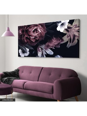 Evine Moda Yağlı Boya Görünümlü Çiçek Tek Parça Kanvas Canvas Tablo