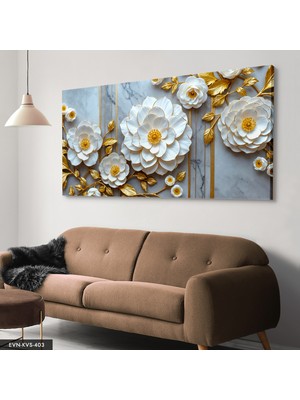 Evine Moda Beyaz Çiçek Tek Parça Kanvas - Canvas Tablo