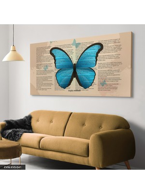 Evine Moda Mavi Kelebek Tek Parça Kanvas Canvas Tablo Tablo