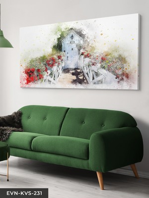 Evine Moda Çizim Çiçekli Yol Tek Parça Kanvas Canvas Tablo Tablo