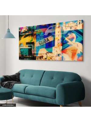 Evine Moda Küba Manzaraları Tek Parça Kanvas Canvas Tablo Tablo