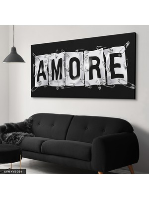 Evine Moda Amore Afişli Tek Parça Kanvas Canvas Tablo Tablo