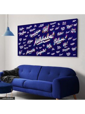 Evine Moda Dünya Dilleri Merhaba Tek Parça Kanvas Canvas Tablo Tablo