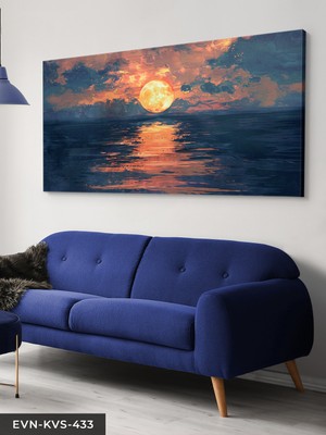 Evine Moda Deniz Manzaralı Gün Batımı Tek Parça Kanvas - Canvas Tablo