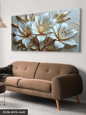 Evine Moda Gold Detaylı Zambak Tek Parça Kanvas - Canvas Tablo