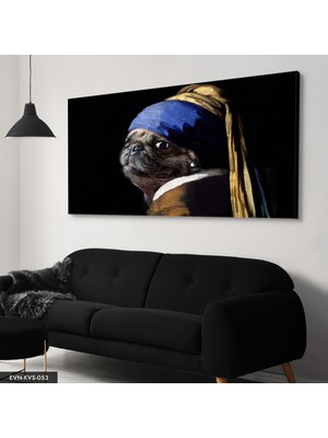 Evine Moda Inci Küpeli Köpek Tek Parça Kanvas Canvas Tablo Tablo