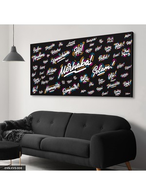 Evine Moda Dünya Dilleri Merhaba Tek Parça Kanvas Canvas Tablo Tablo