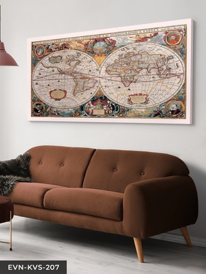 Evine Moda Dünya Haritası Tek Parça Kanvas Canvas Tablo Tablo