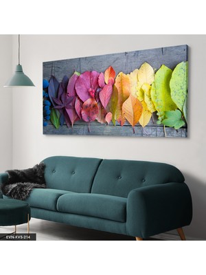 Evine Moda Renkli Yapraklar Tek Parça Kanvas Canvas Tablo Tablo