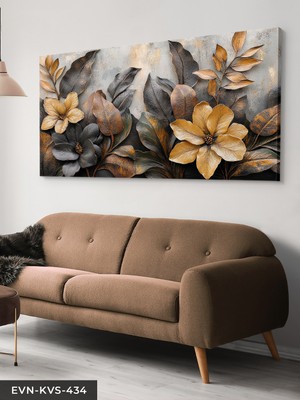 Evine Moda Eskitme Detaylı Çiçekler Tek Parça Kanvas - Canvas Tablo