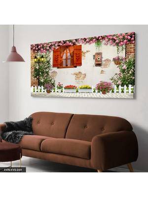 Evine Moda Çiçekli Sokak Tek Parça Kanvas Canvas Tablo