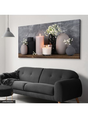 Evine Moda Mum Vazo Çiçekler Tek Parça Kanvas - Canvas Tablo