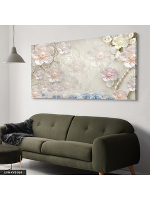 Evine Moda Incili Çiçek Tek Parça Kanvas Canvas Tablo Tablo
