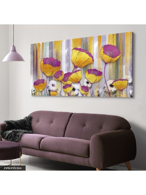 Evine Moda Renkli Çiçekler Tek Parça Kanvas Canvas Tablo