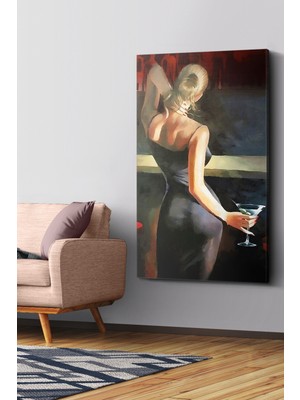 Evine Moda Barda Kadın Elinde Kokteyl Tek Parça Kanvas - Canvas Tablo