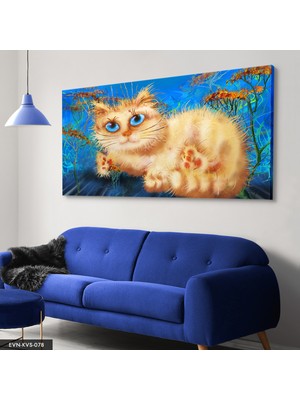 Evine Moda Sevimli Kedi Tek Parça Kanvas Canvas Tablo Tablo