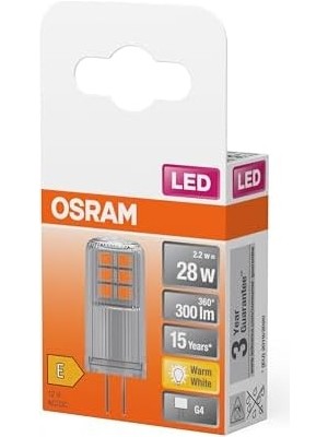 4058075431997 LED Star Ampul Pin cl 30 2.5W, 2700 Kelvin, Sarı Işık G4 Duy, Sarı