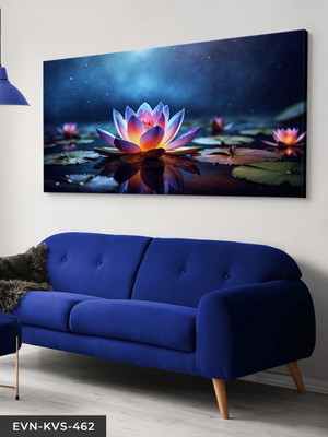 Evine Moda Gece Lotusu Tek Parça Kanvas - Canvas Tablo