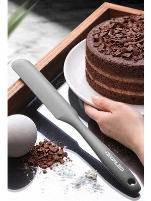 Neoflam Silikon Ince Pasta Spatulası Gri