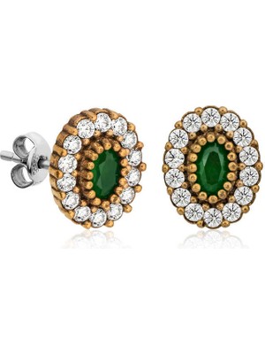 Erseyy Gümüş Otantik Oval Çivili Küpe