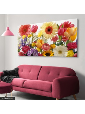 Evine Moda Renkli Çiçekler Tek Parça Kanvas Canvas Tablo