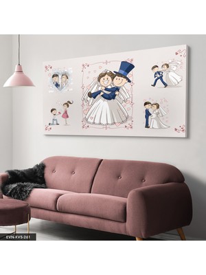 Evine Moda Gelin Damat Aşk Temalı Tek Parça Kanvas Canvas Tablo
